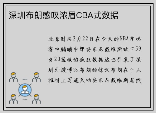 深圳布朗感叹浓眉CBA式数据